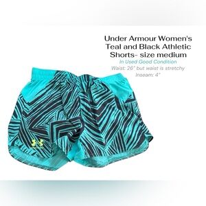 Under Armour Teal & Black Athletic Shorts | Activewear Size Medium